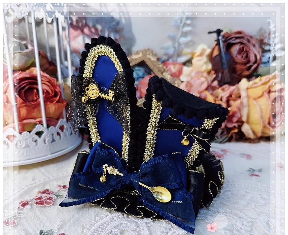 Menglu - Lolita Top Hat Rabbit Ear Bow Lolita Headdress Multicolors Black gold indigo