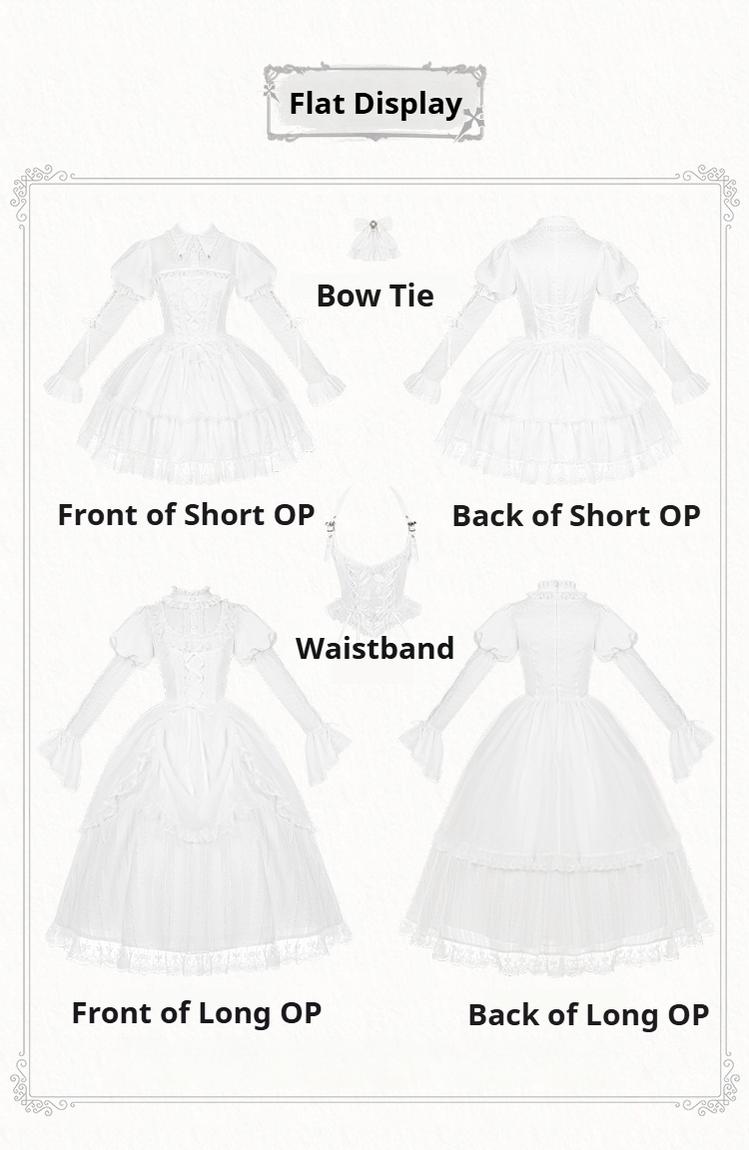 With PUJI - Fallen Heaven - White Gothic Lolita OP Set, Double Layered Skirt 43795:786118