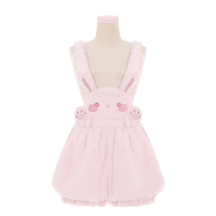 To Alice~Sweet Lolita Strap Shorts Strawberry Rabbit Winter Lolita Suit Pink strap shorts only S