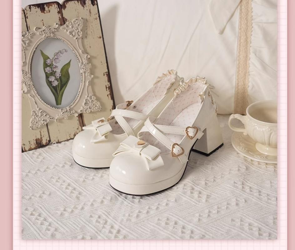 Milk Bun Bunny~Sweet Lolita High Heel Bow Princess Lolita Shoes