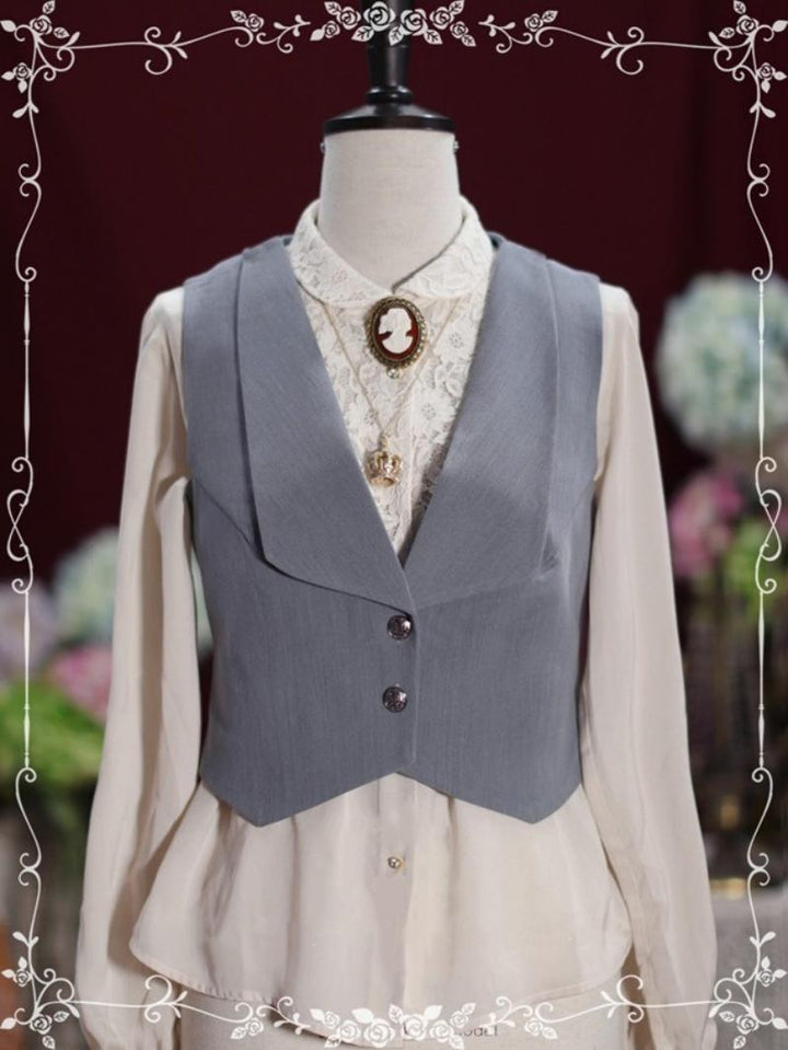 Tiny Garden~Old Love Songs~Lolita Elegant Vintage SK and Waistcoat S-waistcoat only medium grey 