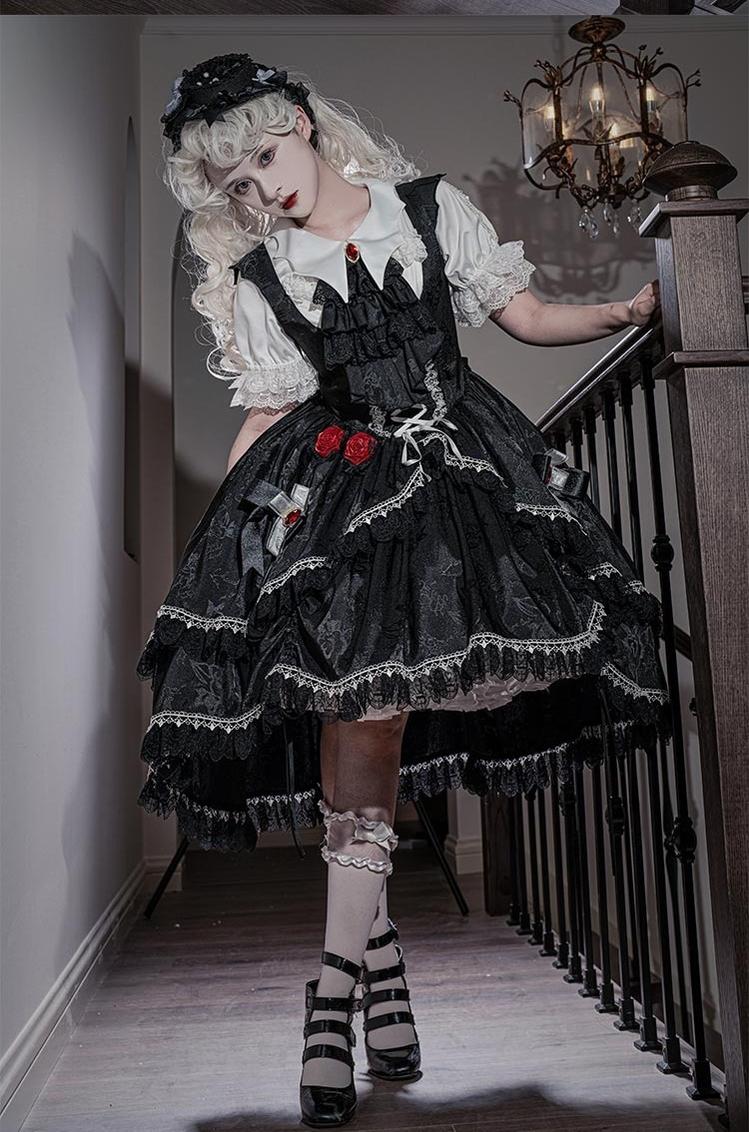 CastleToo~Night Rose~Elegant Ouji Lolita Suits With Lolita JSK And Shorts 39558:626916