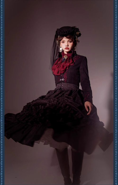 (BFM)ZJstory~Ouji Lolita Embroidery Set Court Style Skirt and Pants   