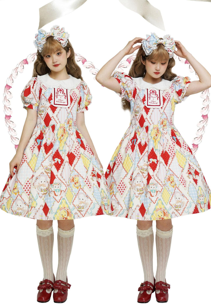 Southern Cross~Showa Kaleidoscope~Sweet Lolita OP SK and JSK with Rabbit Print 42127:727871