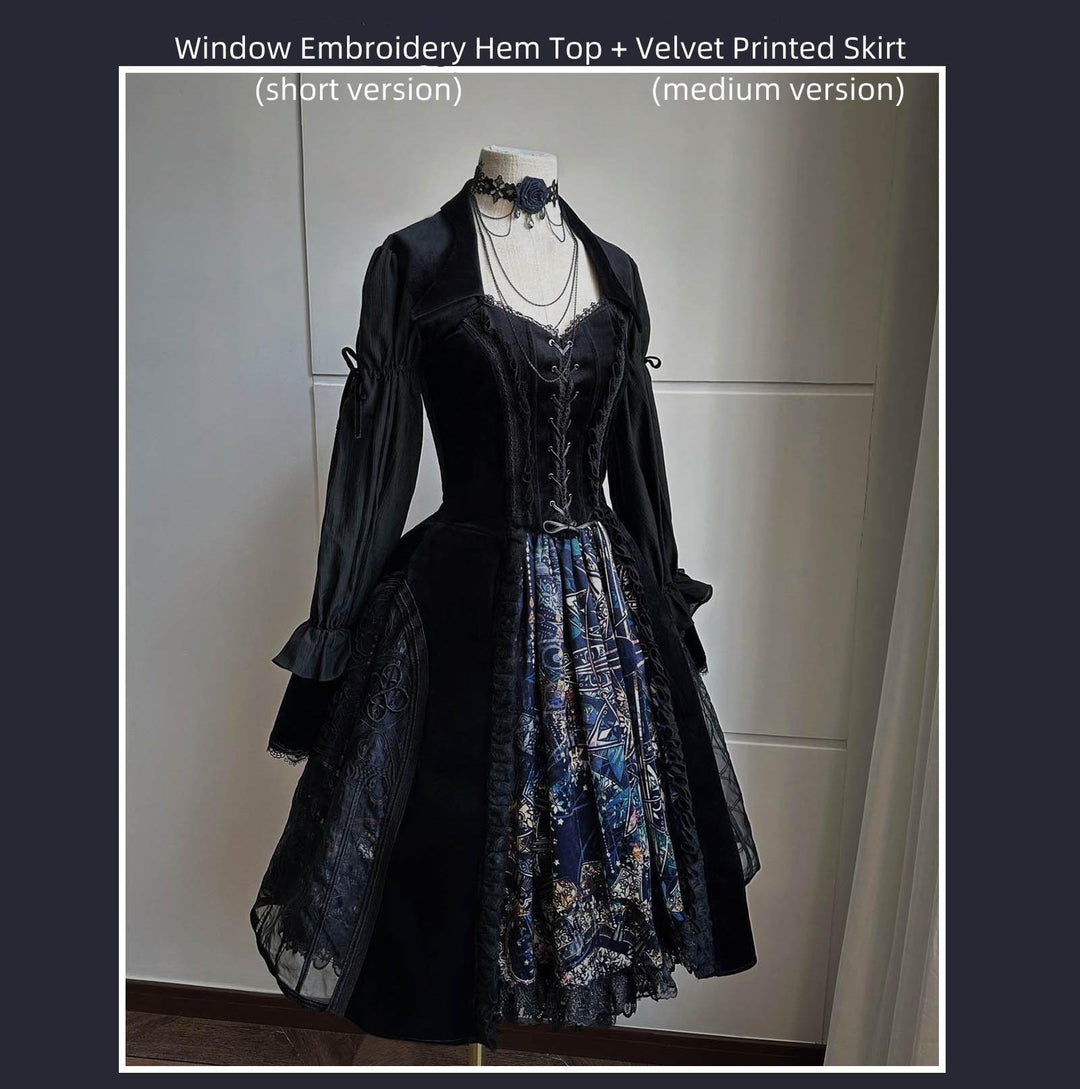 SUSIN~Night Traveler~Classic and Elegant Gothic Dress with Colorful Window Prints