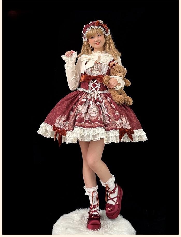 Alice Girl~Bear Castle~Sweet Lolita Dress Natural Waist JSK