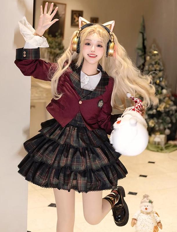 CastleToo~Christmas Limited~Ouji Lolita Suit Salopette Cape Mid-length Pants   