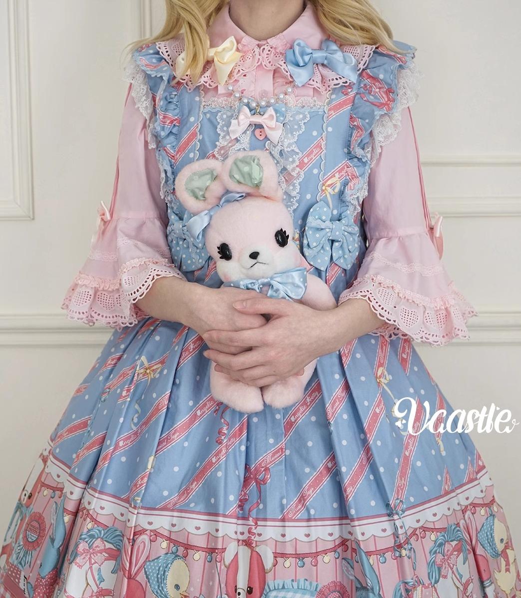 Vcastle~Sweet Crepes~Sweet Lolita Shirt with Princess Sleeves and Bow Chain 42109:734300