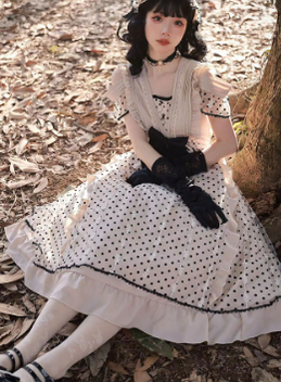 CR Cat Romance~Coconut Milk Boo Boo~Elegant Lolita Polka Dot OP   