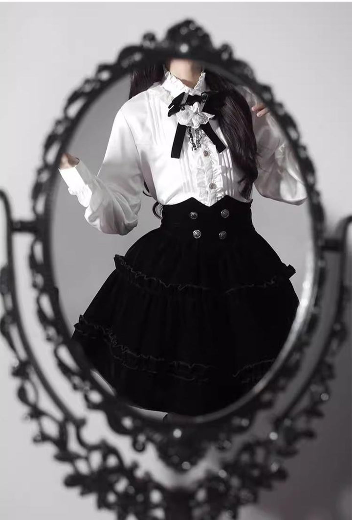 CastleToo~Erosion Heart F-Type~Ouji Lolita Suit Black Velvet Shorts and Skirt 40628:669926