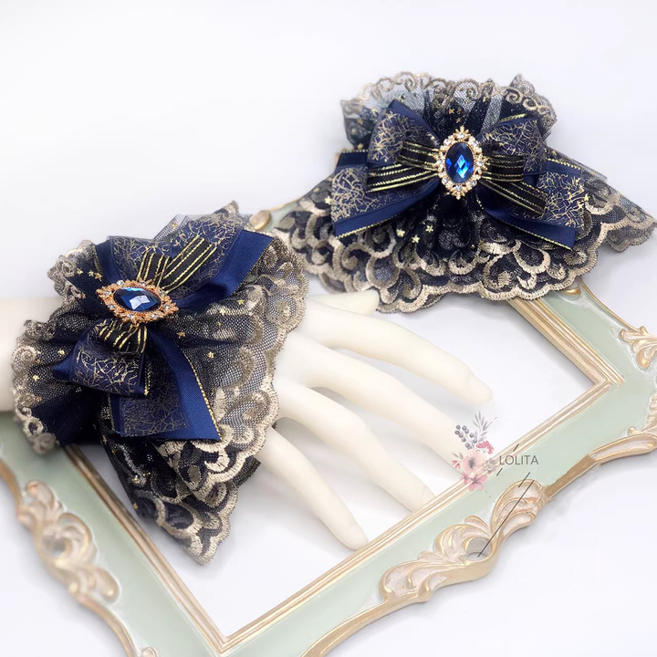 Qianye~Gorgeous Lolita Cuffs Indigo Hand Sleeves Lolita Accessory   