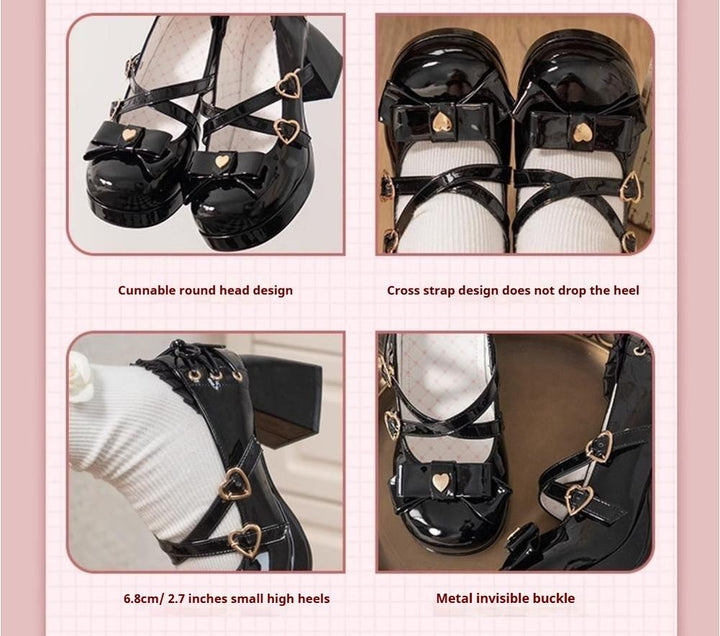 Milk Bun Bunny~Sweet Lolita High Heel Bow Princess Lolita Shoes 40632:670170