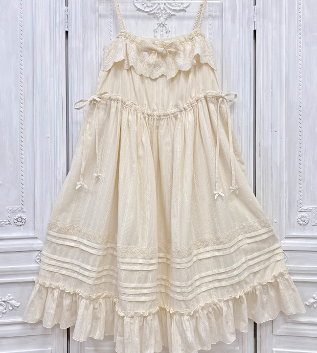 Little Dipper~Daily Lolita Solid Color Dress Set Multicolors free size light apricot short JSK 