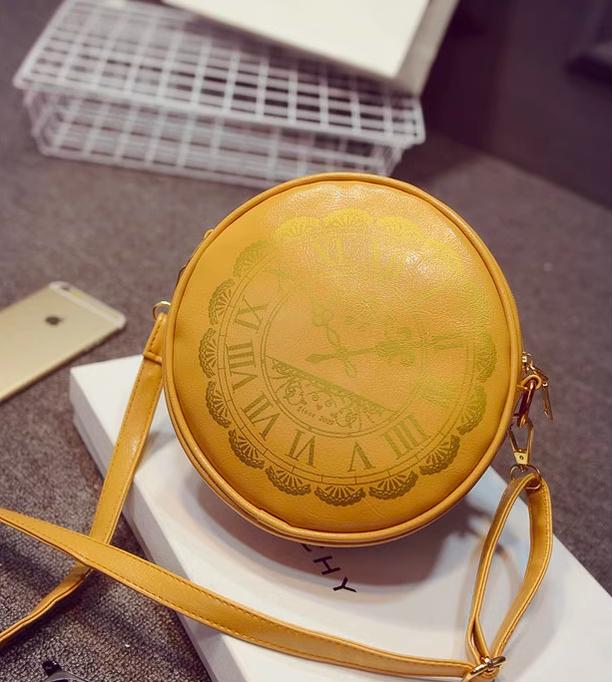 (BFM)Kira~Alice Clock~Kawaii Lolita Shoulder Bag Round Lolita Crossbody Bag Khaki (Khaki) 36632:519384