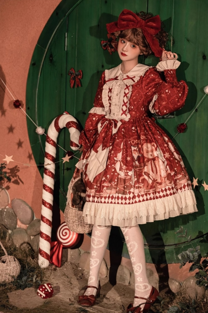 Sweet Date~Christmas Lolita OP Red Lolita Cape   