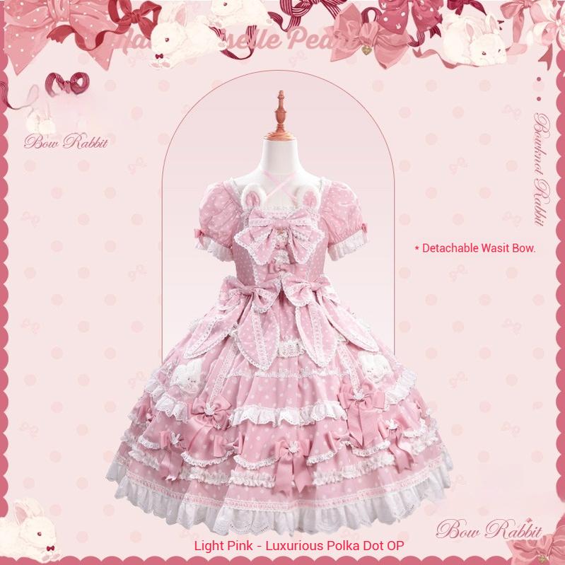 Mademoiselle Pearl~Bow Rabbit~IP Collab Sweet Lolita OP in Multiple Styles (L M S XL XS) 43054:764028