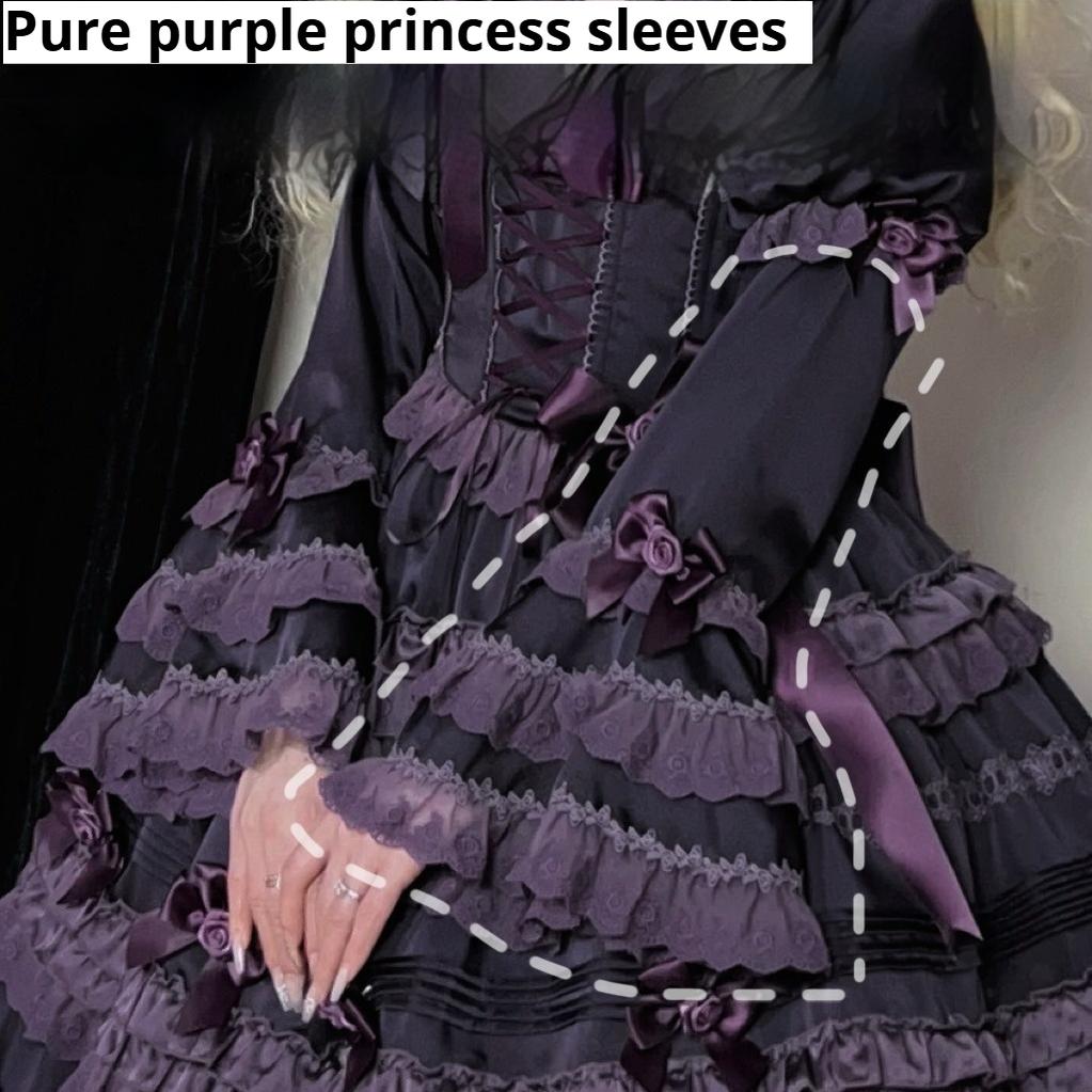 Uncle Wall Original~Stacked Black Currant~Gothic Lolita OP Dark Adjustable Lolita Dress Pre-order S Pure purple princess sleeves only