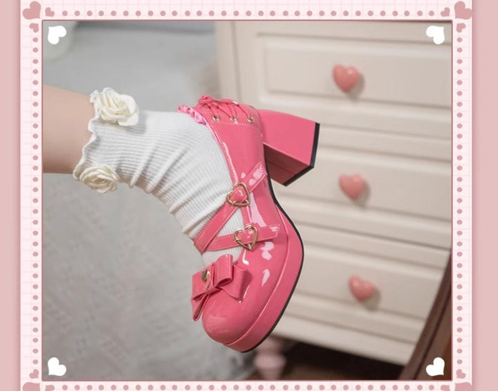 Milk Bun Bunny~Sweet Lolita High Heel Bow Princess Lolita Shoes 40632:670140