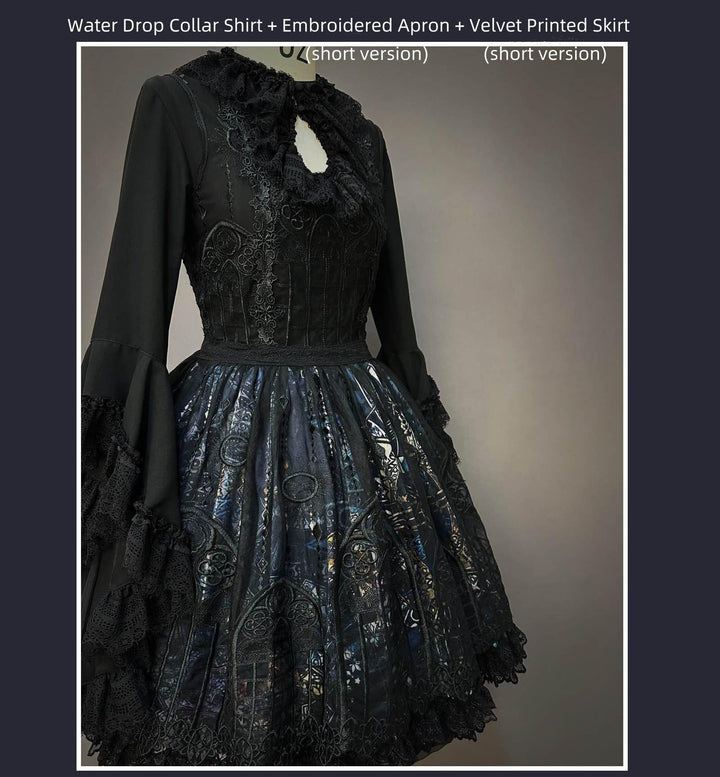 SUSIN~Night Traveler~Classic and Elegant Gothic Dress with Colorful Window Prints   