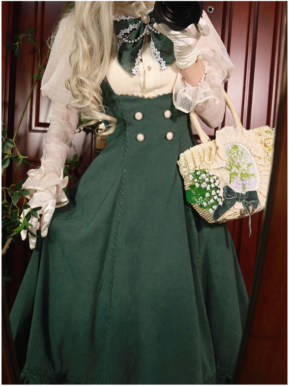 Forest Wardrobe - South of the Forest - Vintage Lolita Halter JSK Dress, French Style Blouse 44379:806084