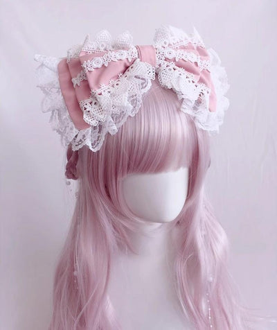 (BFM)Sakura House~Sweet Lolita Headband Lace Triple Bow KC   