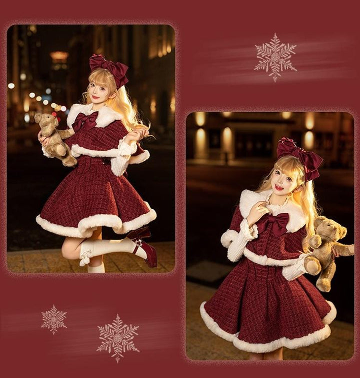 Tan Tuan~Winter Lolita Dress New Year Lolita JSK Plush Cape Set   