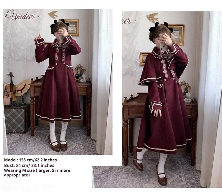 Unideer~Galaxy Traveler~Classic School Lolita Overcoat with Detachable Cape and Bow 39940:643560