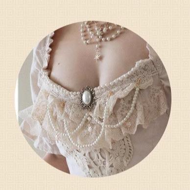 (BFM)Sweet Wood~Aphrodite's Dream~Vintage Lolita Wedding Tea Party Lolita Dress S pearl chain on the chest 
