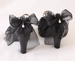 Xiaogui~Gothic Lolita Black Lace High Heels   