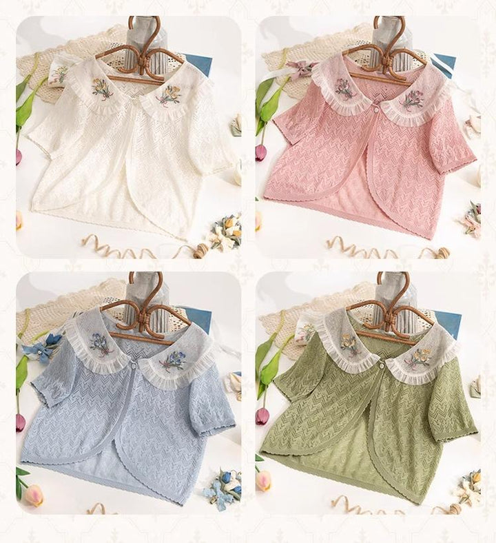 NyaNya - OSTARA'S TULIP - Peter Pan Collar Lolita Cardigan, Tulip Embroidery