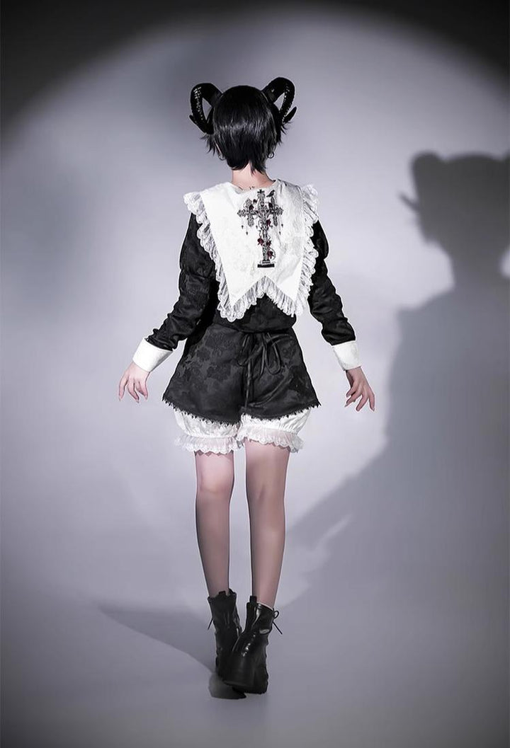 CastleToo~Crossbone~Ouji Lolita Shorts Suit Gothic Lolita Top and Blouse