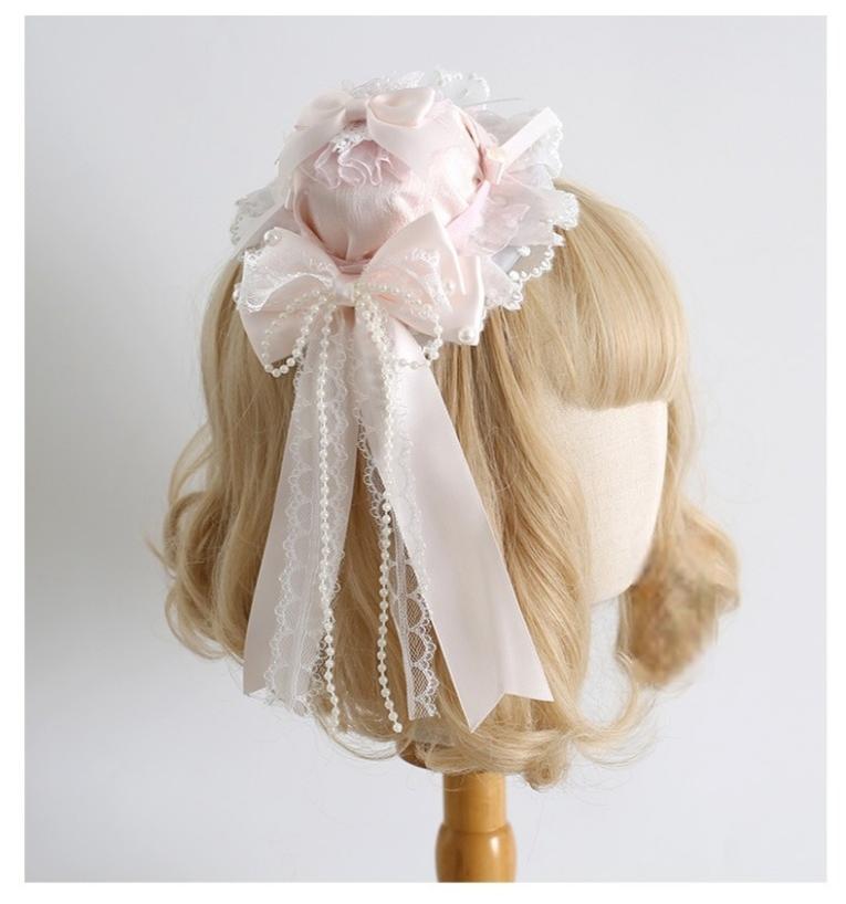 Xiaogui - Sweet Lolita Headwear Set BNT/Hat/Headband/Cuffs With Lace