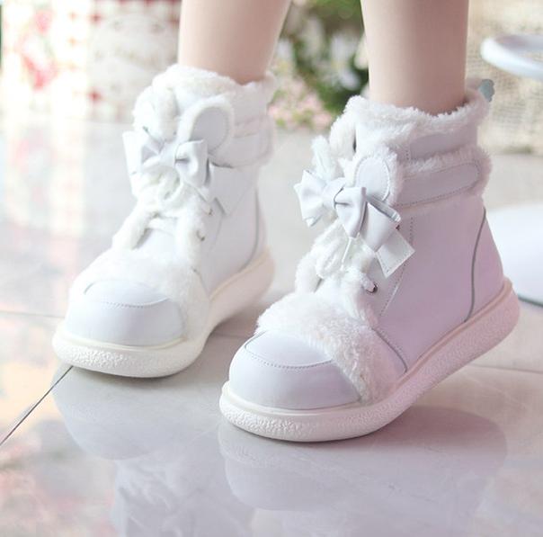 Bear Dada - Winter Kawaii Lolita Boots, Plush Accent