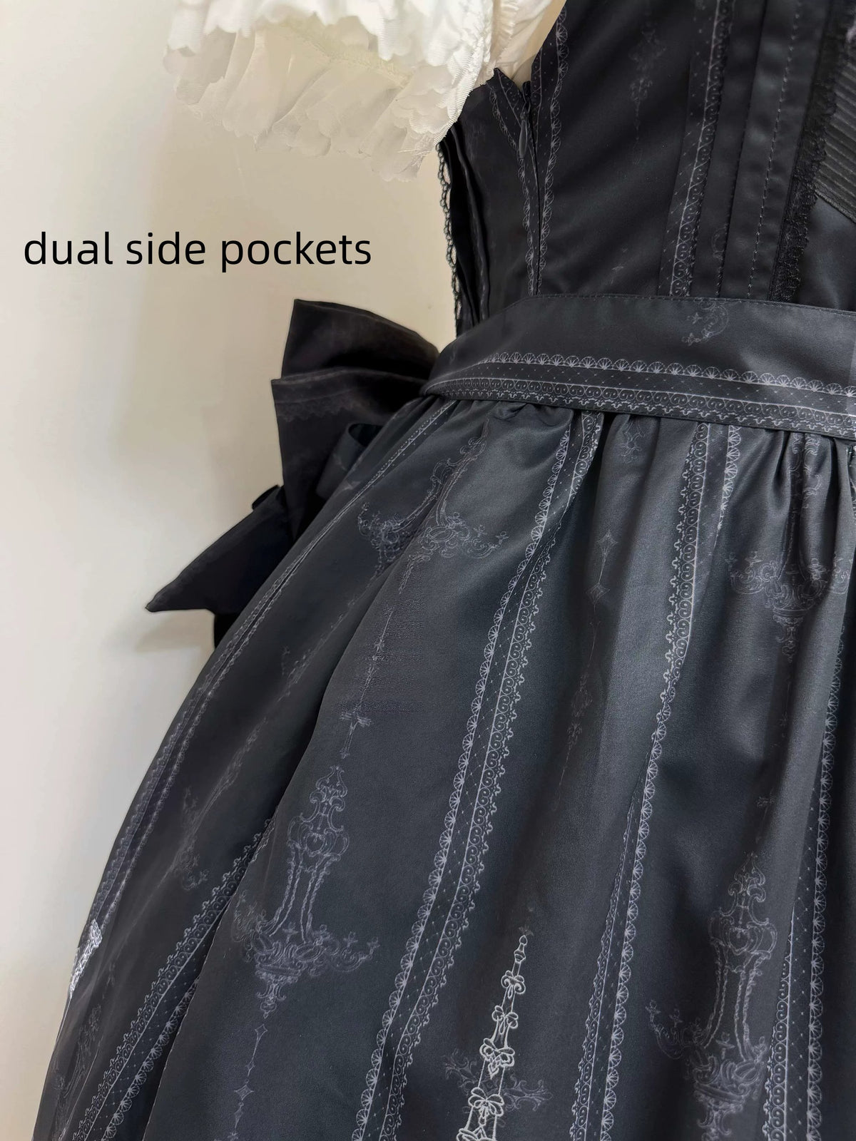 Silent Spire - Gothic Lolita Cathedral Print JSK & OP Dress Set, Side Pockets 45921:868207