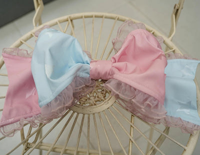 (BFM)Second YangLan~Rotating Tiger~Kawaii Lolita Accessories Circus Theme Pink blue - back bow S 