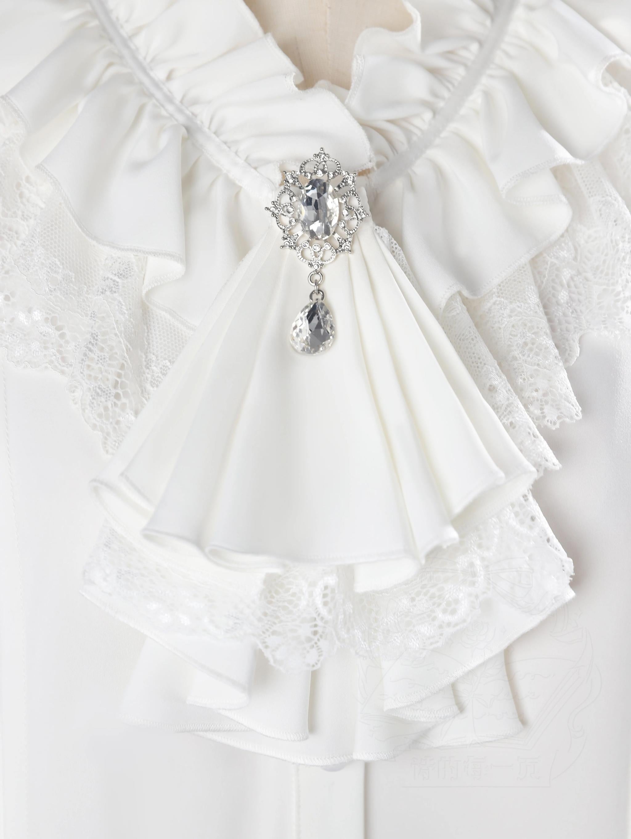 Ouji Lolita Layered Jabot, Metal Chain Brooch