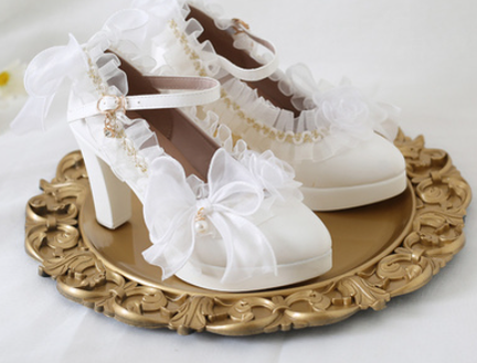 Xiaogui~Emotion Limited~Elegant Lolita Lace Bow Sandal 35 white 