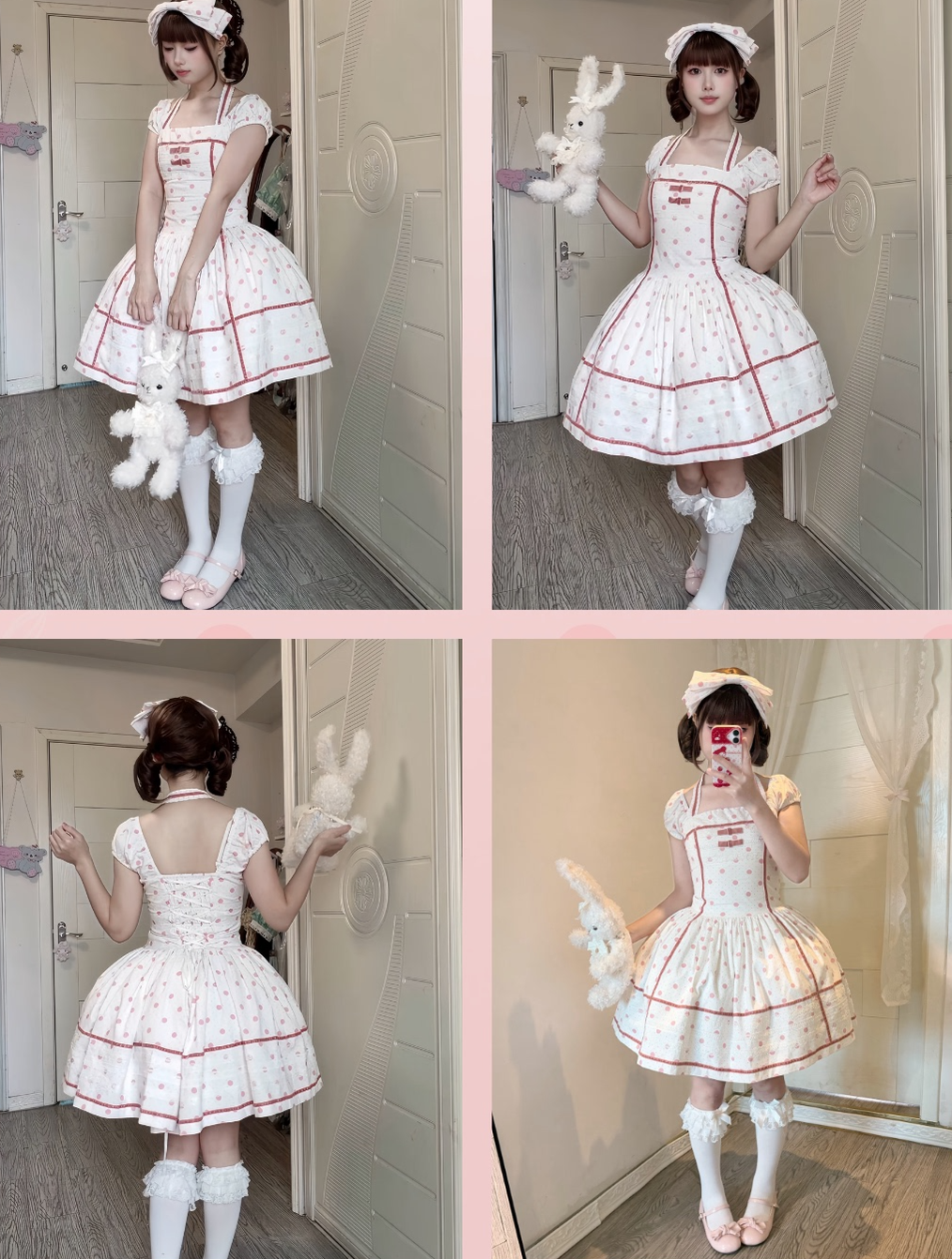 Polka Dot Birdcage - Old School Lolita Polka Dot OP Dress with Halter Neck