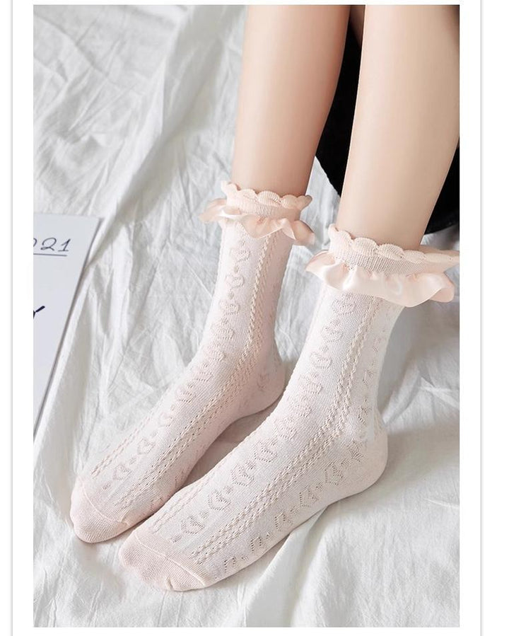 (BFM)JingChi~Sweet Lolita Socks Women's Multicolor JK Mid-Calf Socks   