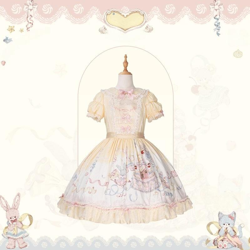 Mademoiselle Pearl~Wedding Cake~Sweet Lolita Dress Suit Printed JSK (L M S XL XS) 41400:695330