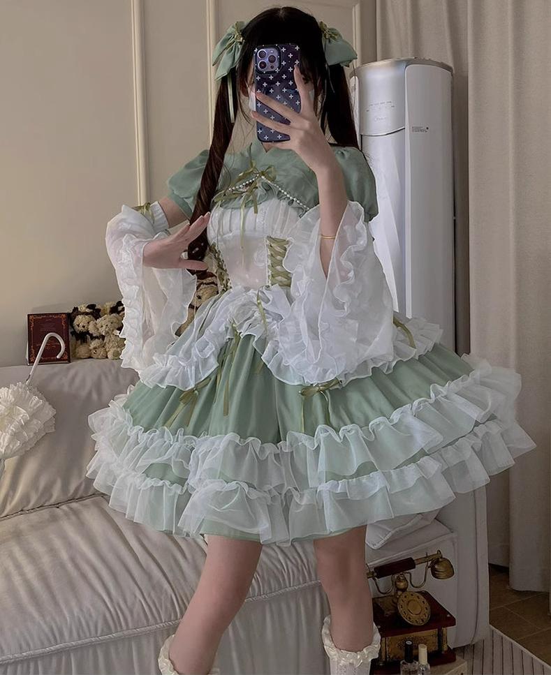 Daydream Whisper~Toting Basil~Plus Size Wedding Lolita Dress Green Bridal JSK 37156:563088
