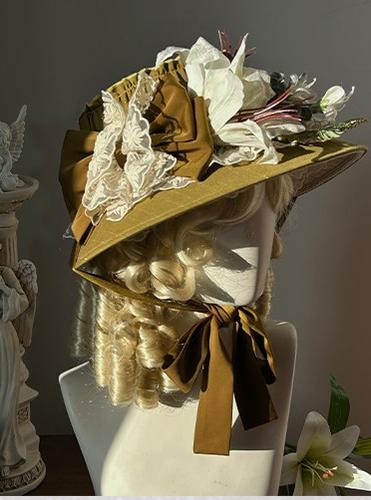 Moon gazing Lily - Classic Lolita Faux Lily Accessories Lace Lily Hat Yellow