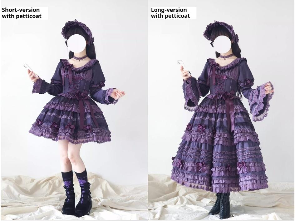 Uncle Wall Original~Stacked Black Currant~Gothic Lolita OP Dark Adjustable Lolita Dress   