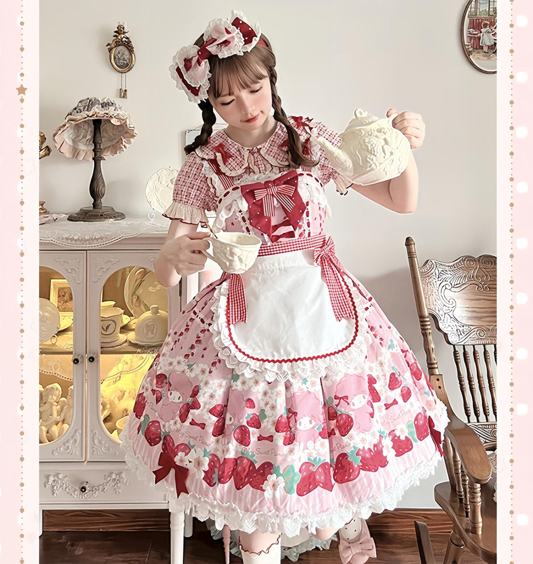 Confession Balloon~Strawberry Beloved~Sweet Lolita JSK Strawberry Print Lolita Dress 40950:694348