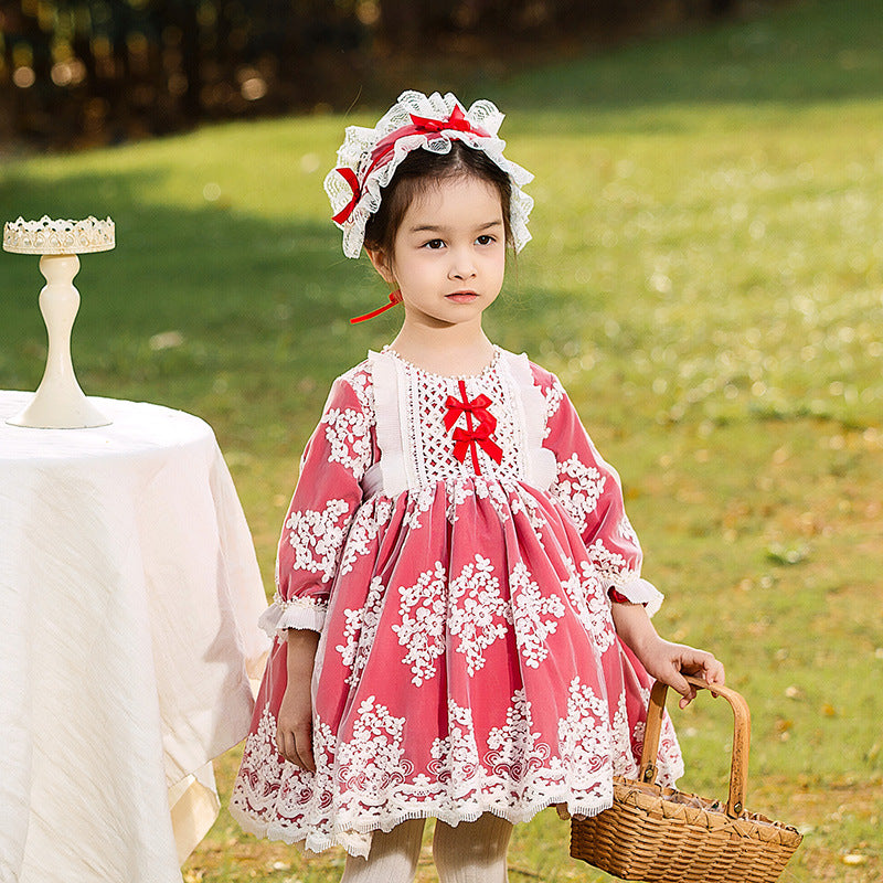 Winter New Padded Kid Lolita Puffy Dress Red 80 