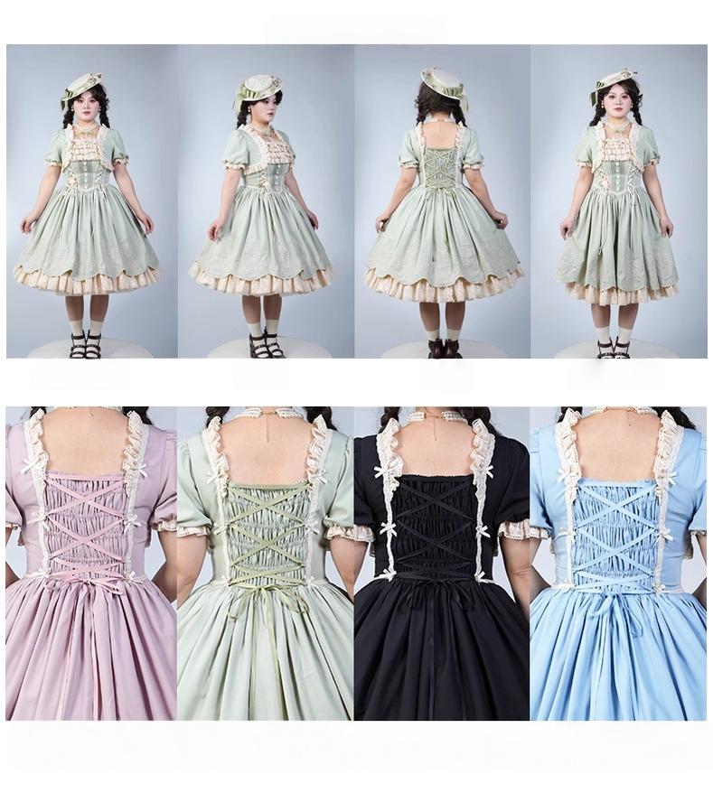 Amber Realm - Dream Strings - Embroidered Classic Lolita OP Dress, Princess Sleeves