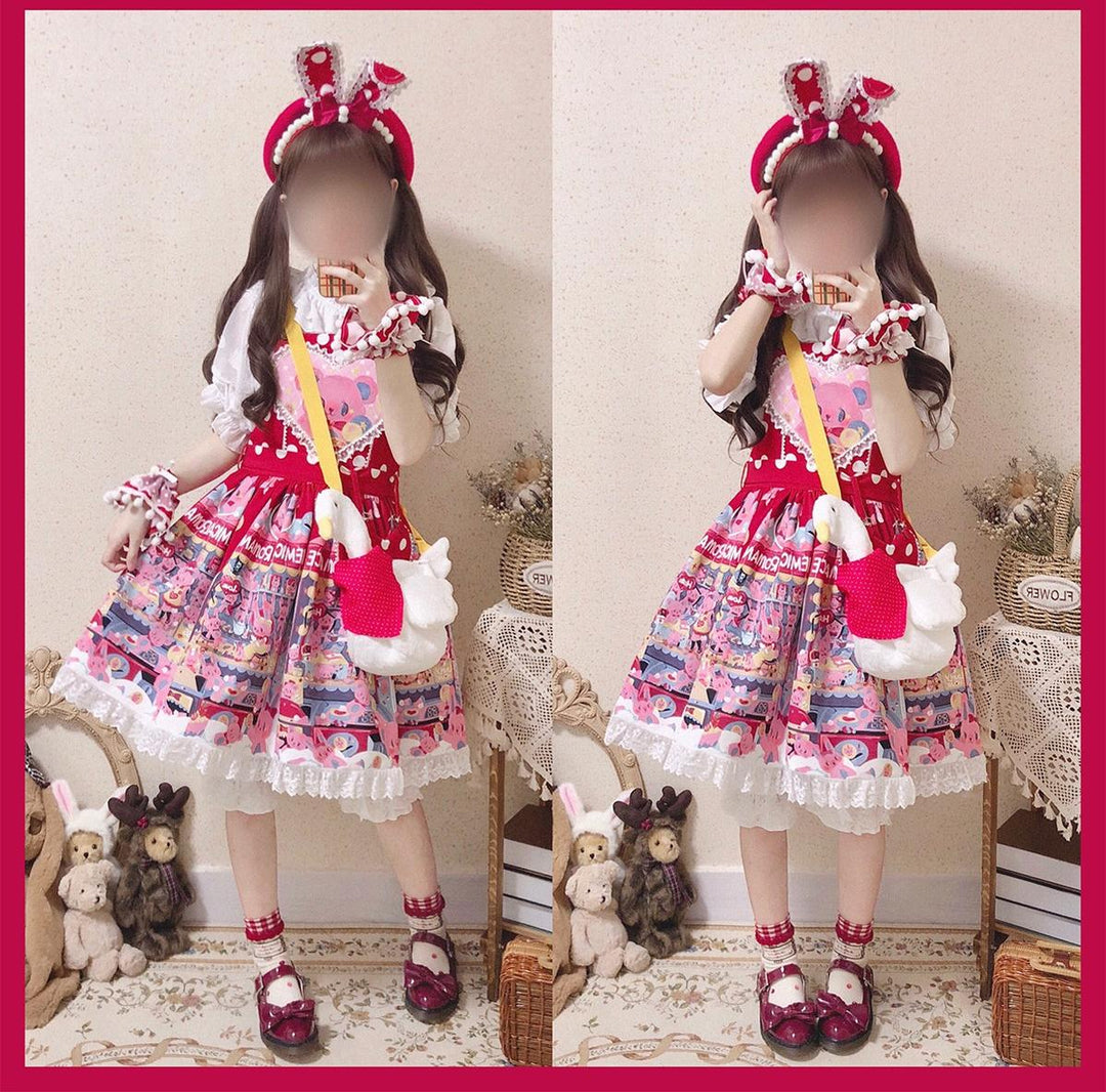 Chemical Romance~Sweetheart Doll Machine~Sweet Lolita Printed Salopette   