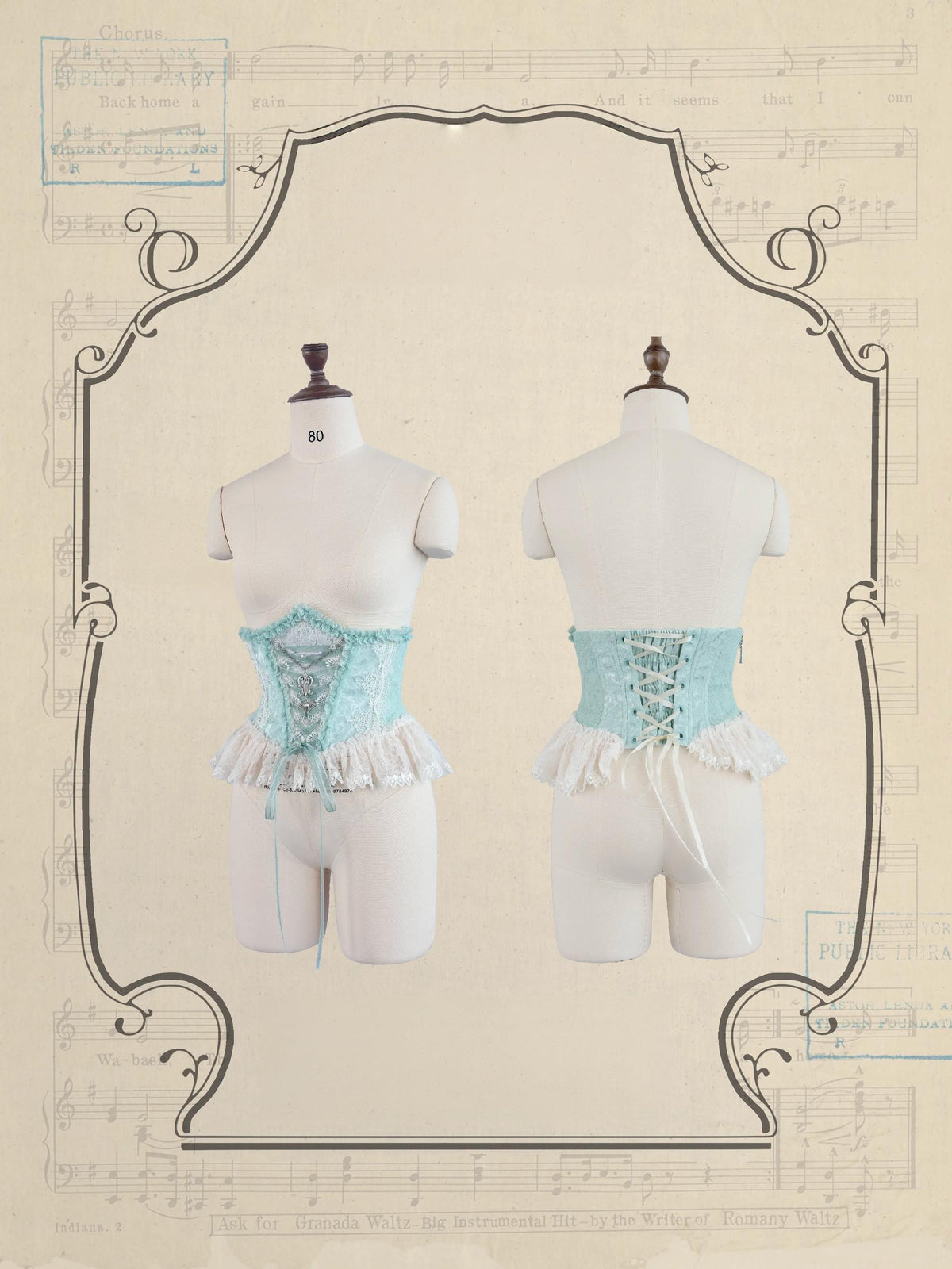 Requiem - Gothic Lolita Blouse & Skirt Set, Jacquard with Satin Lace (L M S XL XS) 45969:869928