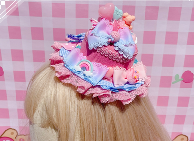 Pretty Girl Lolita~Sweet Lolita Pink-blue Accessories a bonnet 13cm  