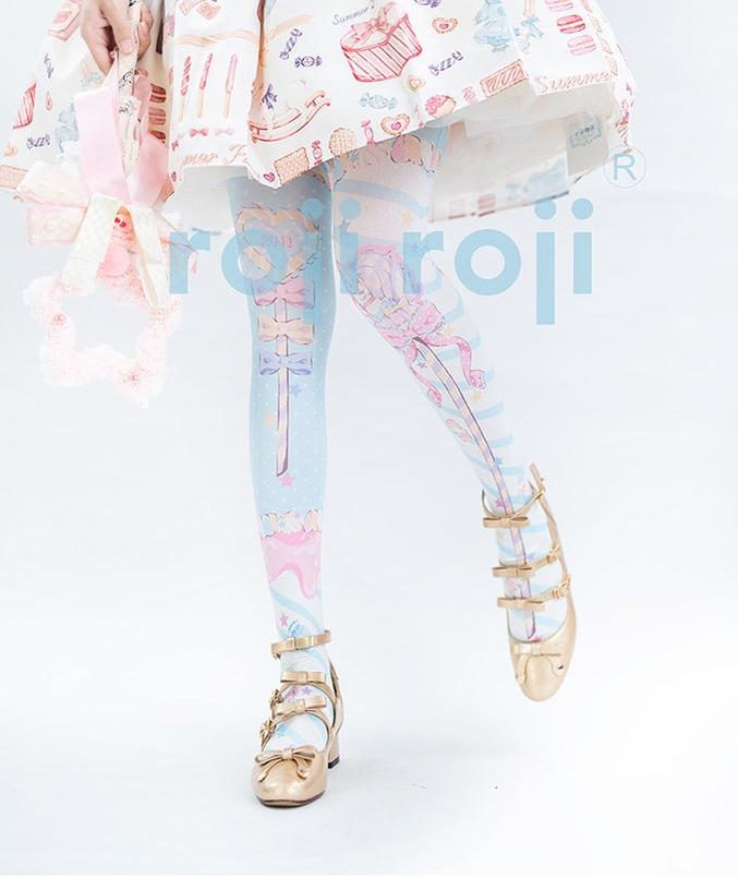 Roji roji - Fairy Kei Sweet Lolita Print Stockings